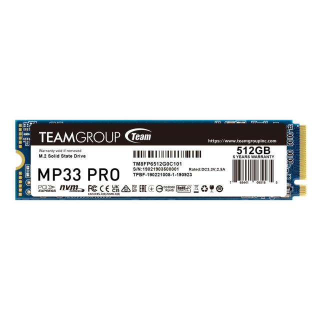 Team Group MP33 PRO, SSD 512GB M2 PCI-E Gen3x4 