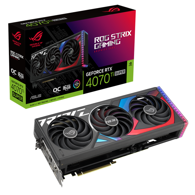 Видео карта ASUS ROG STRIX GeForce RTX4070 TI SUPER OC 16GB GDDR6X, 256-bit, HDMI, 3x DP