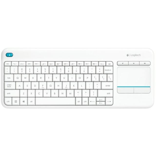 Клавиатура Logitech K400 PLUS, Wireless, тъчпад, бяла
