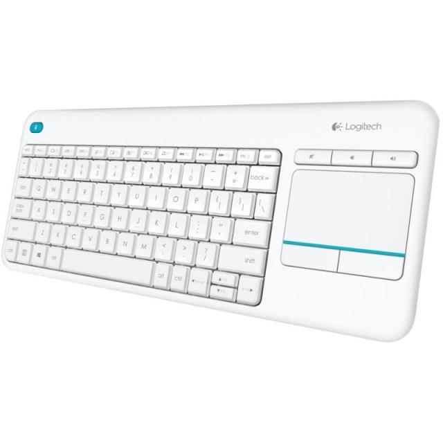 Клавиатура Logitech K400 PLUS, Wireless, тъчпад, бяла