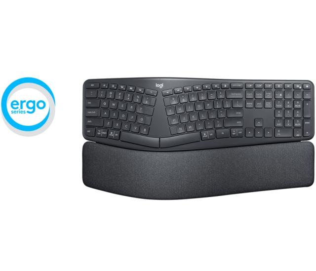 Клавиатура Logitech ERGO K860, Wireless/Bluetooth, черна