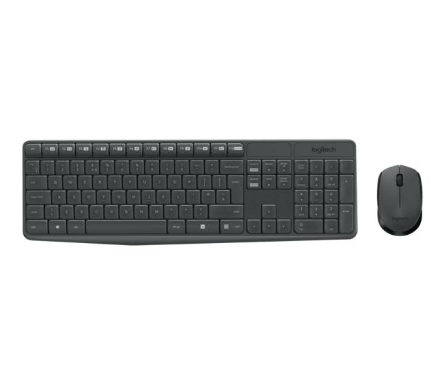 Kомплект клавиатура и мишка Logitech Wireless Desktop MK235 (US), безжични, черни