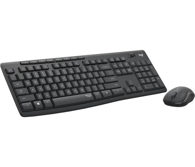 Комплект клавиатура и мишка Logitech MK295 Silent Wireless Combo, мултимедийни клавиши, технология SilentTouch, черни