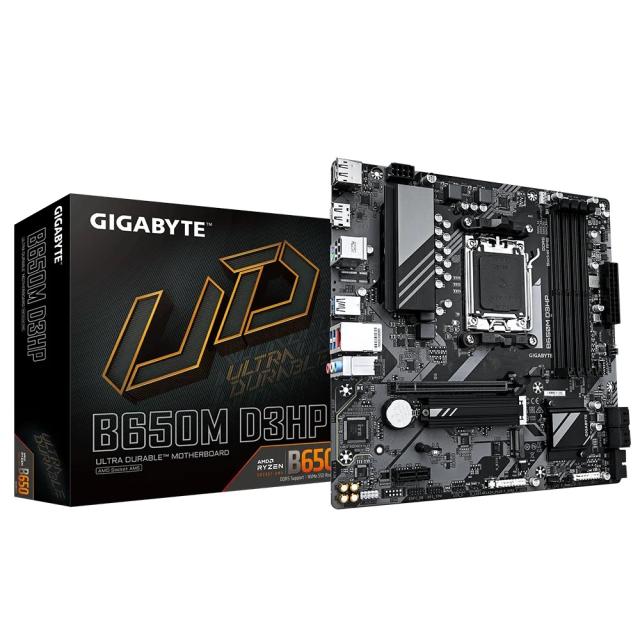 Дънна платка Gigabyte B650M D3HP, AM5, 4x DDR5, 2x M.2 NVMe, 4 x SATA 6Gb/s, HDMI, 2x DP, mATX 