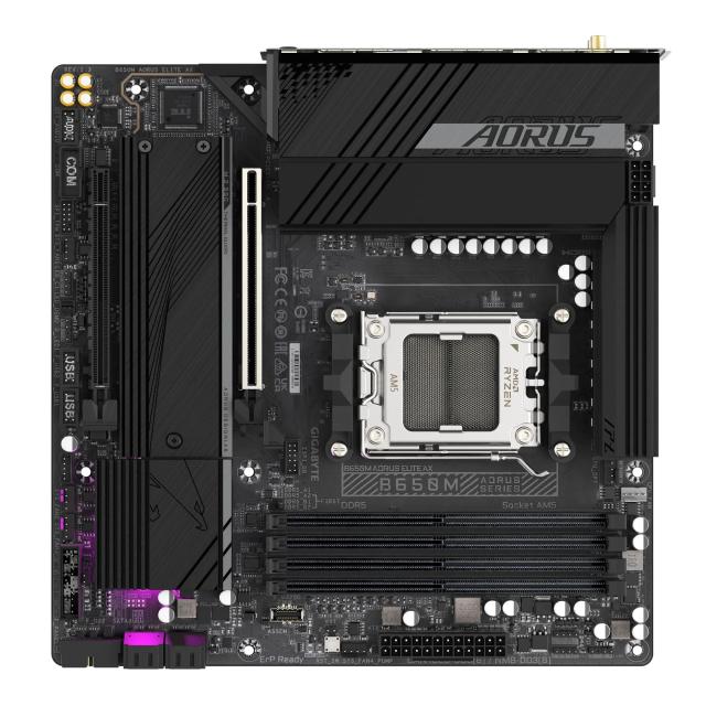 Дънна платка Gigabyte B650M AORUS ELITE AX, AM5, 4x DDR5, 2x M.2 NVMe, 4 x SATA 6Gb/s, HDMI, DP, mATX 