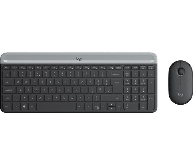 Комплект клавиатура и мишка Logitech MK470 Slim Wireless Combo, безжични, графит