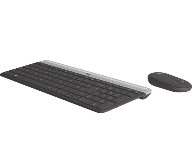 Комплект клавиатура и мишка Logitech MK470 Slim Wireless Combo, безжични, графит