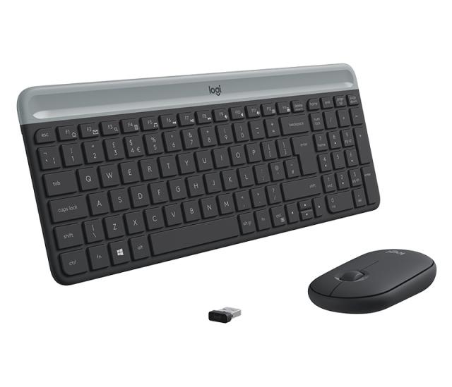 Комплект клавиатура и мишка Logitech MK470 Slim Wireless Combo, безжични, графит