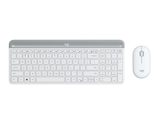 Комплект клавиатура и мишка Logitech Slim Combo MK470 Wireless, безшумни, бели