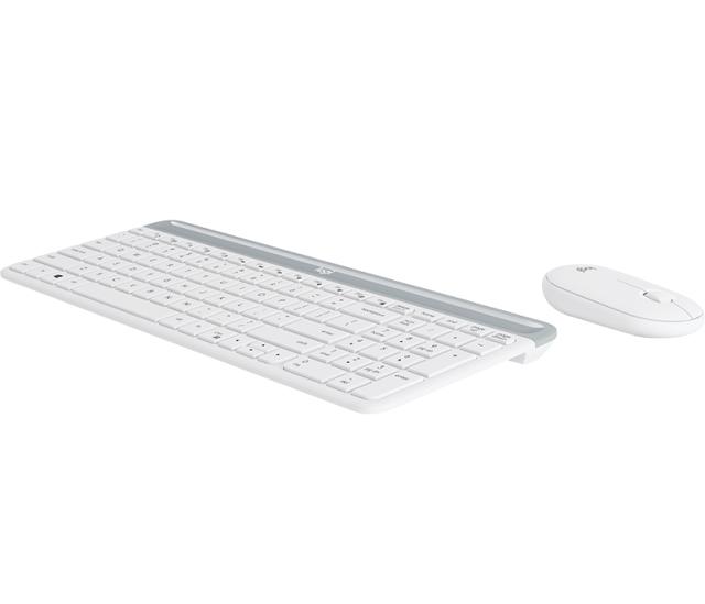 Комплект клавиатура и мишка Logitech Slim Combo MK470 Wireless, безшумни, бели