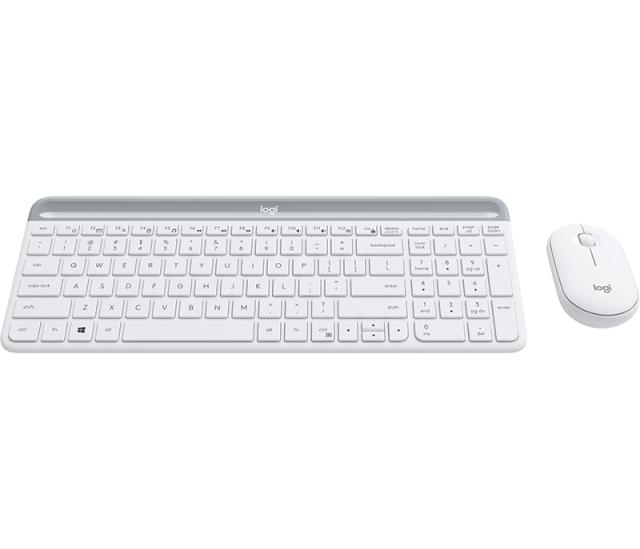 Комплект клавиатура и мишка Logitech Slim Combo MK470 Wireless, безшумни, бели