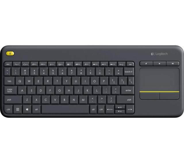 Клавиатура Logitech K400 Plus, Wireless, вграден тъчпад, 10м обхват, черна