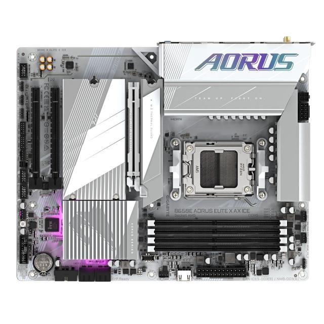 Дънна платка Gigabyte B650E Aorus Elite X AX ICE, B650, AM5, DDR5, PCI-E 5.0, 3x M.2, 4x SATA 6Gb/s, Wi-FI 6E, Bluetooth 5.3, HDMI, USB Type-C, ATX