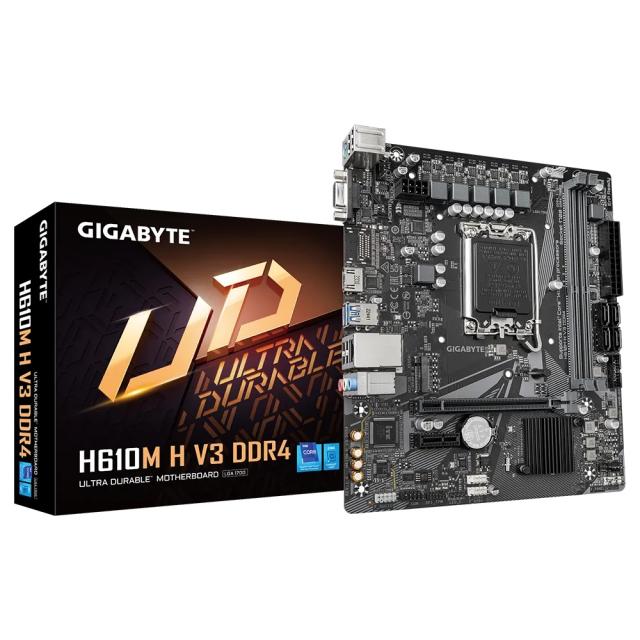 Дънна платка GIGABYTE H610M H V3, LGA1700, 2x DDR4, 1x M2, 4x SATA3, VGA, HDMI, mATX 