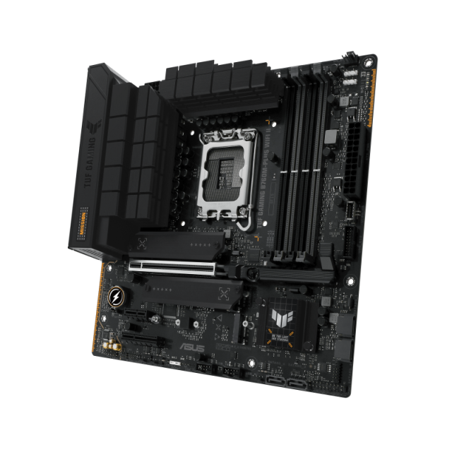 Дънна платка ASUS TUF GAMING B760M-PLUS WIFI II, LGA1700, 4x DDR5, 3x M2 NVMe, 4 x SATA 6Gb/s, PCIe 5.0, WiFi 6E, Bluetooth v5.3, HDMI, DP. mATX