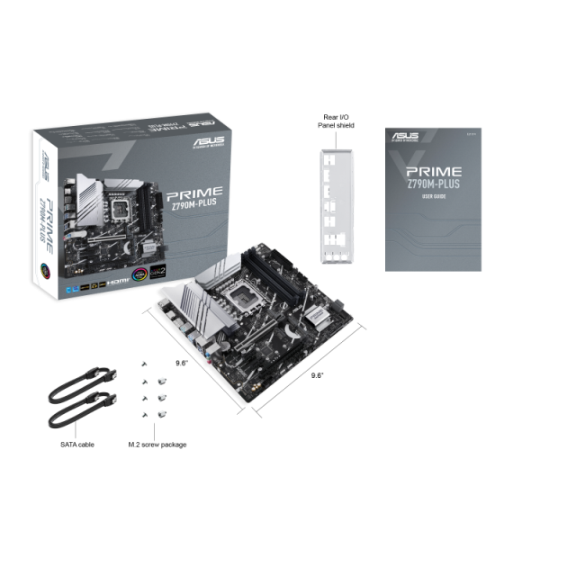 Дънна платка Asus PRIME Z790M-PLUS, Z790, LGA1700, 4x DDR5, PCI-E 5.0, 3x M.2, 4x SATA 6Gb/s, HDMI, DP, USB Type-C, mATX