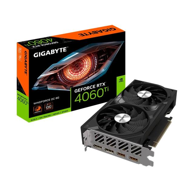 Видео карта GIGABYTE GeForce RTX4060 Ti WINDFORCE OC, 8G GDDR6, 128-bit, 2x HDMI, 2x DP