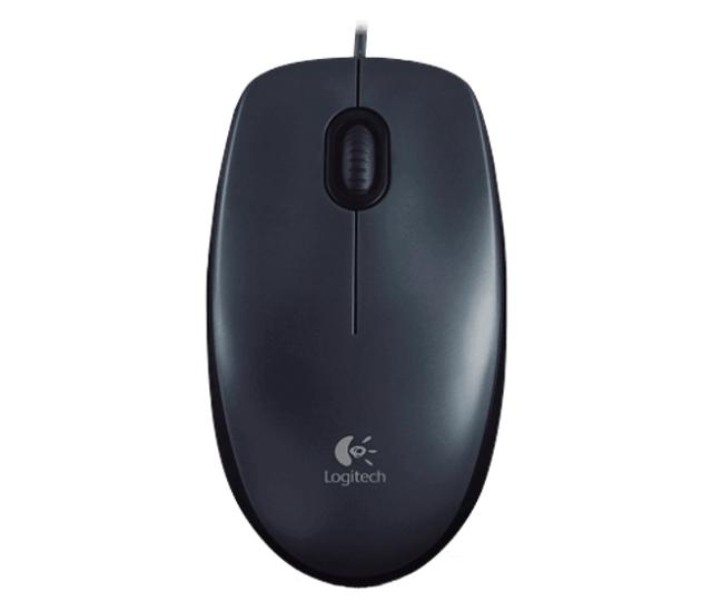 Мишка Logitech M100, оптична (1000dpi), черна/сива, USB