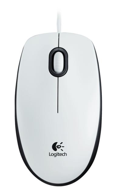 Мишка Logitech M100, оптична (1000dpi), бяла, USB