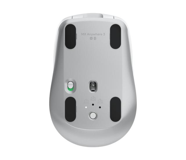 Мишка Logitech MX Anywhere 3, оптична (4000 dpi), Bluetooth/Wireless, бяло/сива