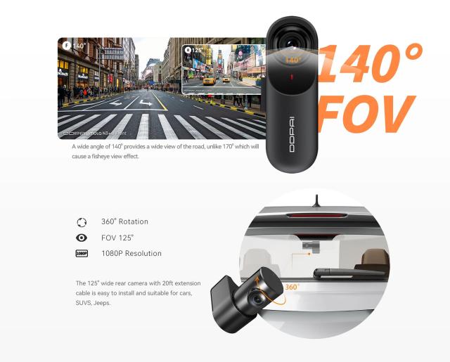 DDPAI Видеорегистратор Dash Cam Set Mola N3 PRO GPS, 2K, 5 MP, WiFi, Черен 