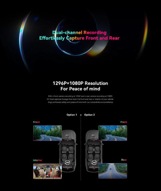 DDPAI Видеорегистратор Dash Cam Set N1 DUAL, Rear Cam included