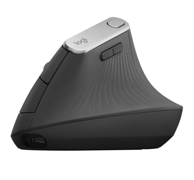 Мишка Logitech MX Vertical, оптична (4000 dpi), USB Type-C/Bluetooth/Wireless, графит, вертикална