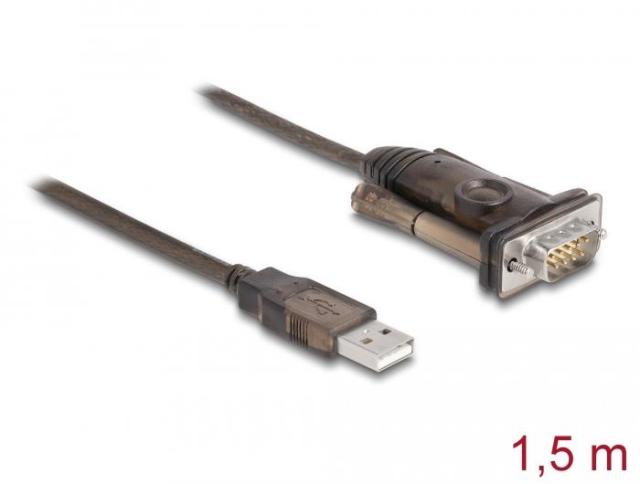 Кабел Delock USB 2.0 Type-A към Serial RS-232 D-Sub 9 pin мъжко, 1.5 m