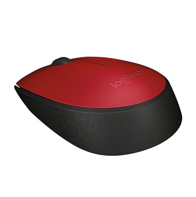 Мишка Logitech M171, Wireless, оптична (1000 dpi), USB, черно/червена