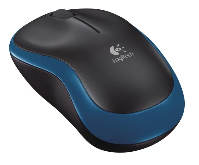 Мишка Logitech M185, оптична (1000 dpi), Wireless, черно/синьо