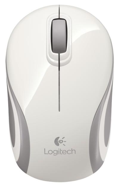 Мишка Logitech Mini M187, оптична (1000dpi), Wireless, бяла