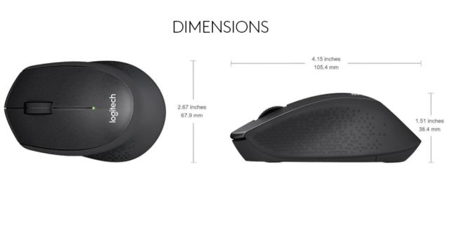 Мишка Logitech M330 Silent Plus, оптична (1000 dpi), Wireless, черна