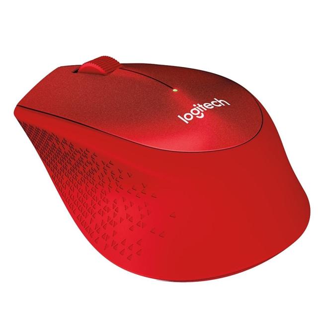 Мишка Logitech M330 Silent Plus, оптична (1000 dpi), Wireless, червена