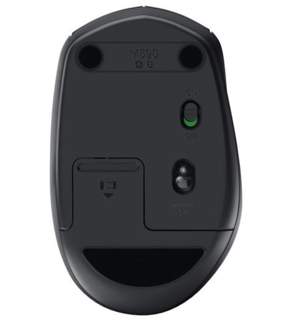 Мишка Logitech M590 Silent Mid Graphite, оптична (1000 dpi), Wireless, тъмно сива