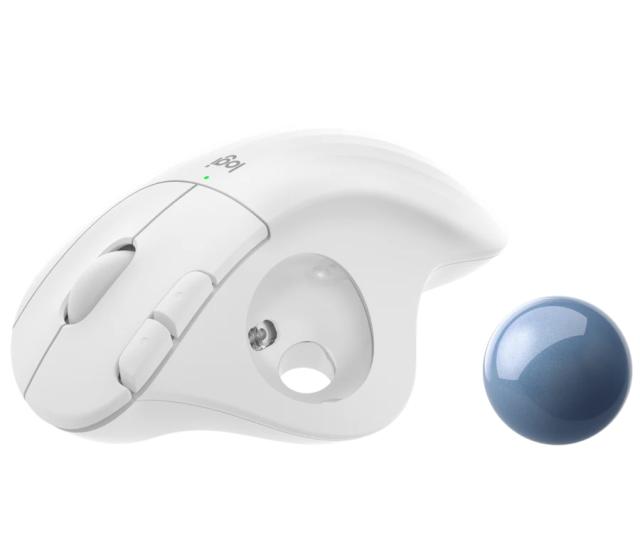 Мишка Logitech MX Ergo M575, оптична (2000 dpi), Trackball, Bluetooth/Wireless, бяла