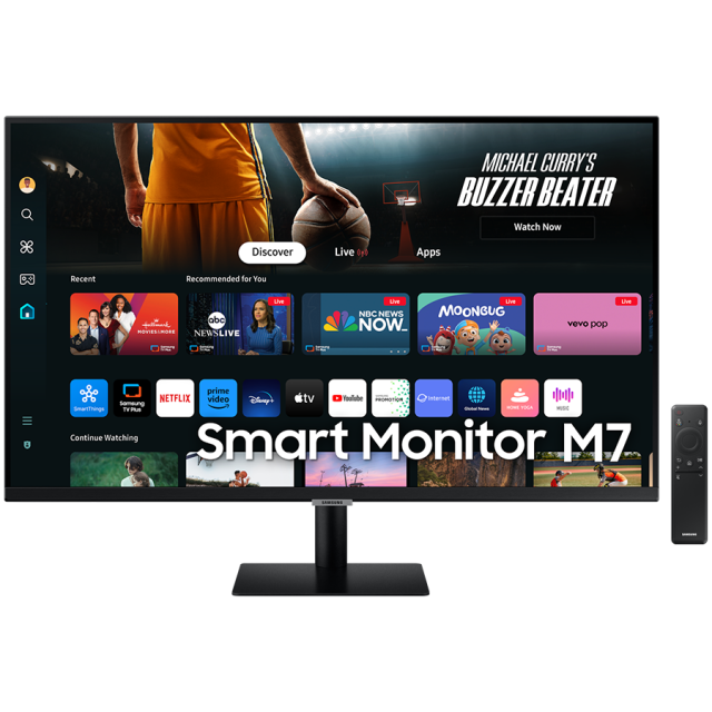 Монитор Samsung Smart Monitor M7 LS-32DM702U, 32" (81.28cm) VA UHD FLAT, 4ms, HDR10, 300cd/m2, HDMI, USB Hub, Wi-Fi, Bluetooth