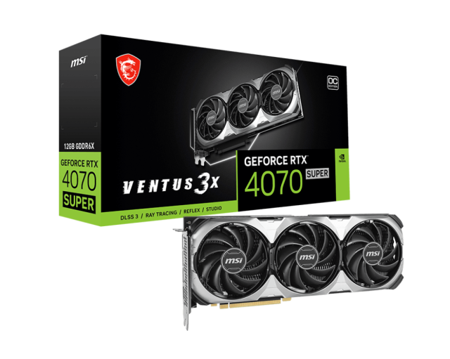 Видео карта MSI NVIDIA GeForce RTX 4070 SUPER 12G VENTUS 3X OC, 12GB GDDR6, 192-bit, HDMI, 3x DP