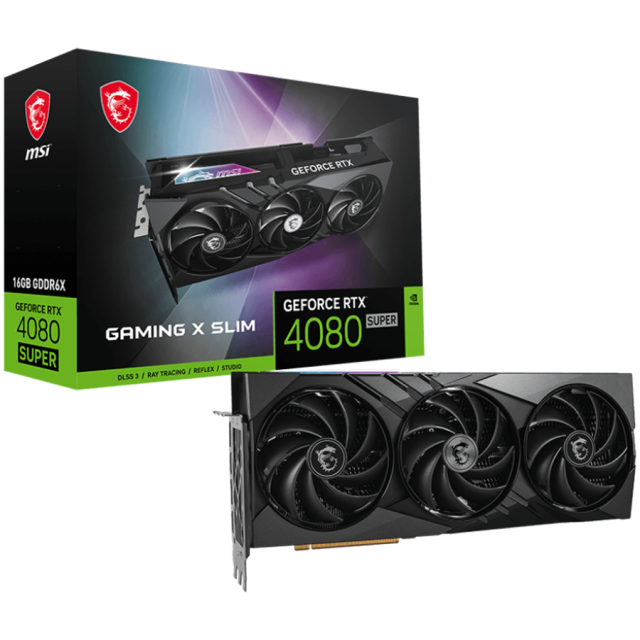 Видео карта MSI Video Card Nvidia GeForce RTX 4080 SUPER 16G GAMING X SLIM, 16GB GDDR6X, 256-bit, 2x HDMI, 2x DP