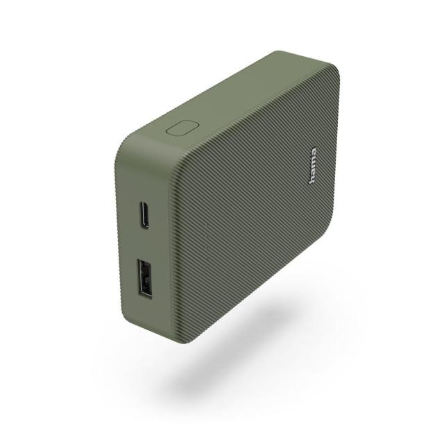 Външна батерия HAMA "Colour 10", 10 000 mAh, 2 изхода: USB-C, USB-A, зелен