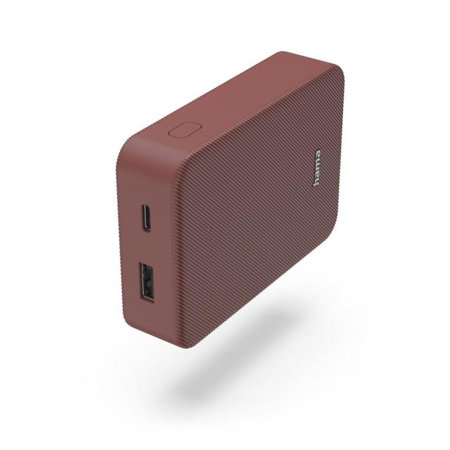 Външна батерия HAMA "Colour 10", 10 000 mAh, 2 изхода: USB-C, USB-A, червена