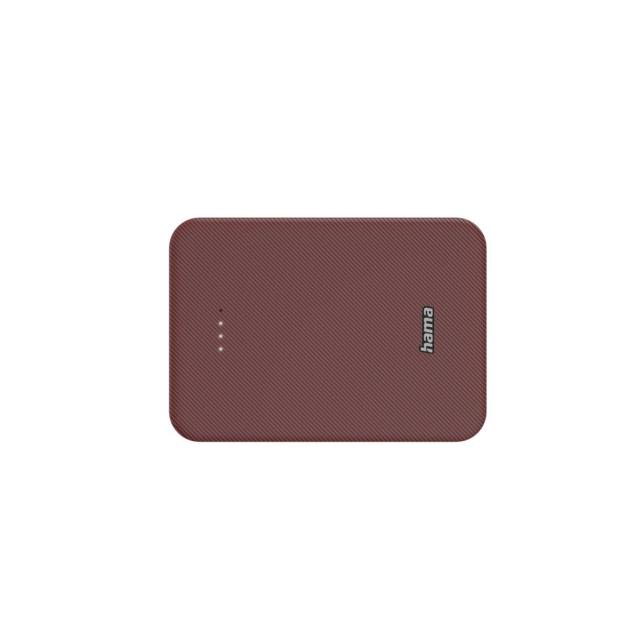 Външна батерия HAMA "Colour 10", 10 000 mAh, 2 изхода: USB-C, USB-A, червена