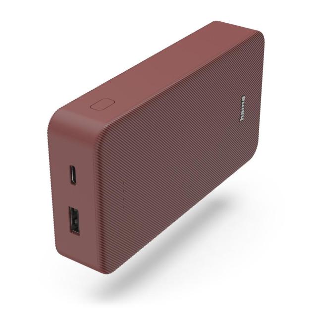 Външна батерия HAMA "Colour 20", 20 000 mAh, 2 изхода: USB-C, USB-A, червена