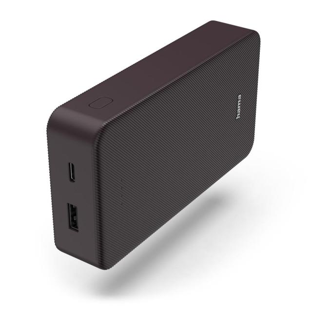 Външна батерия HAMA "Colour 20", 20 000 mAh, 2 изхода: USB-C, USB-A, тъмно червена