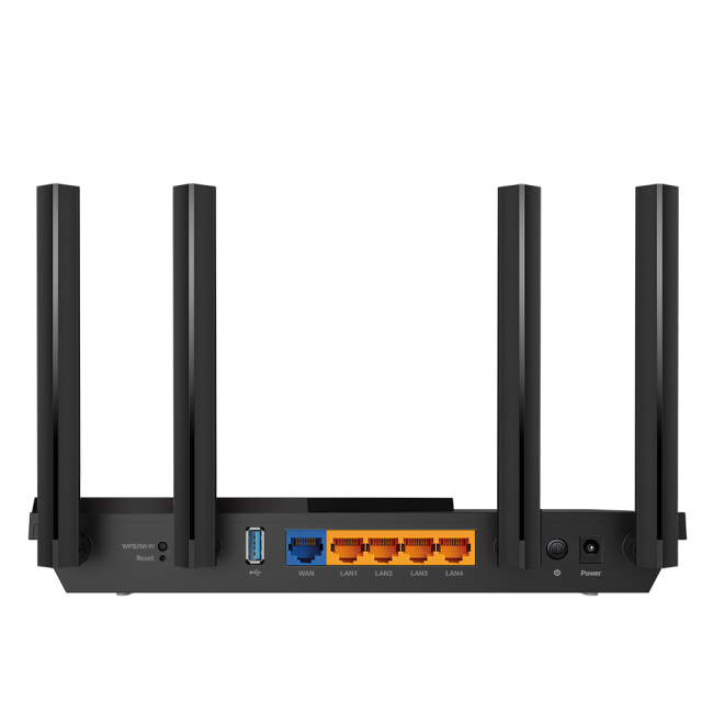 Рутер TP-Link Archer AX55, 3000Mbps, 2.4GHz (574 Mbps)/ 5GHz (2402 Mbps), Wireless AX, 4x LAN 1000, 1x WAN 1000, 1x USB 3.0