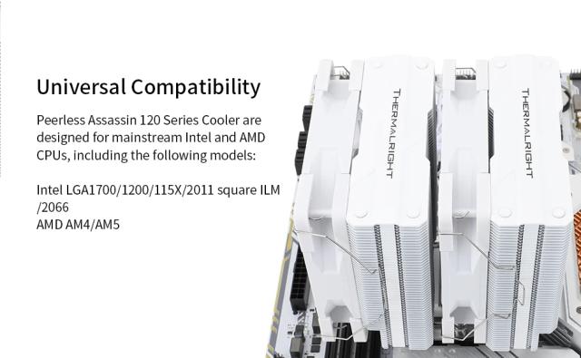 Охладител за процесор Thermalright CPU Cooler Peerless Assassin 120 White A-RGB - Dual-Tower - LGA1851/LGA1700/AM5