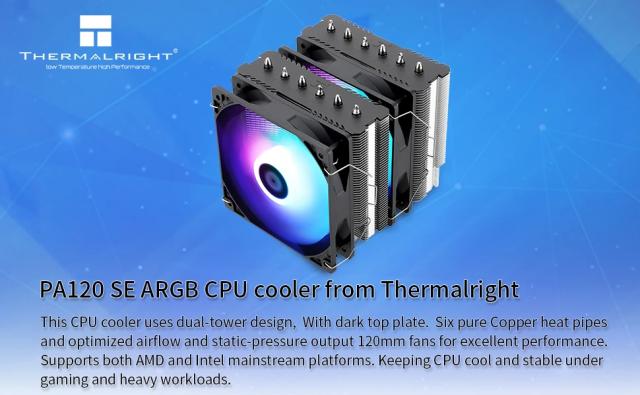 Охладител за процесор Thermalright CPU Cooler Peerless Assassin 120 SE A-RGB - Dual-Tower - LGA1851/LGA1700/AM5