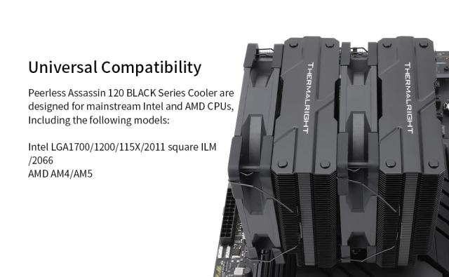 Охладител за процесор Thermalright CPU Cooler Peerless Assassin 120 Black - Dual-Tower - LGA1851/LGA1700/AM5