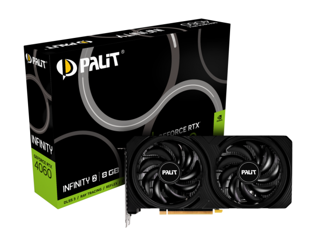 Видео карта PALIT RTX4060 INFINITY 2 8GB GDDR6, 128-bit, HDMI, 3x DP