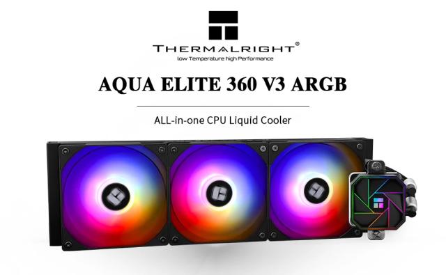 Охладител за процесор Thermalright Water Cooling Aqua Elite 360 Black A-RGB V3 - LGA1851/LGA1700/AM5