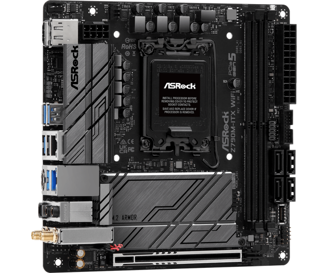 Дънна платка ASRock Z790M-ITX WiFi DDR5, LGA1700,  1x M.2, 4 x SATA3, WiFi 6E, HDMI, DP, Mini-ITX